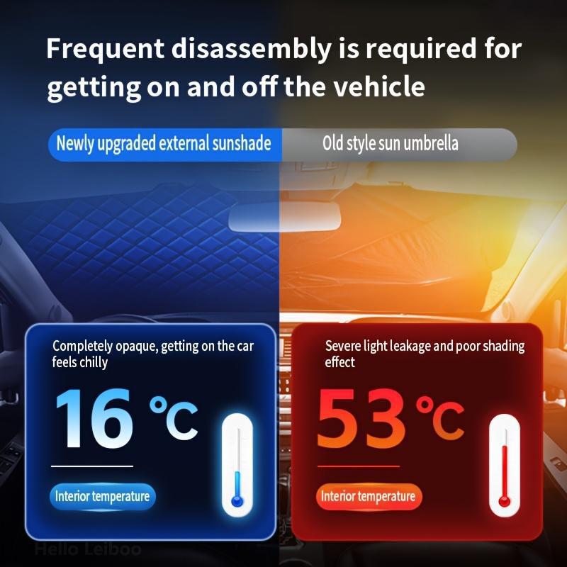Car Windshield Snow Cover Sun Shade Winter Dust Rain Ice Frost Guard Protector Durable Design for Year Round Weather Protection & Summer Sunshade
