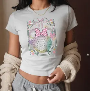 Epcot Shirt, Retro Coquette Bow Epcot Baby Tee, Magic Kingdom Family Matching Crop Top, Epcot Name Shirt, World Traveler Shirt, Cute Girl Trip Tee