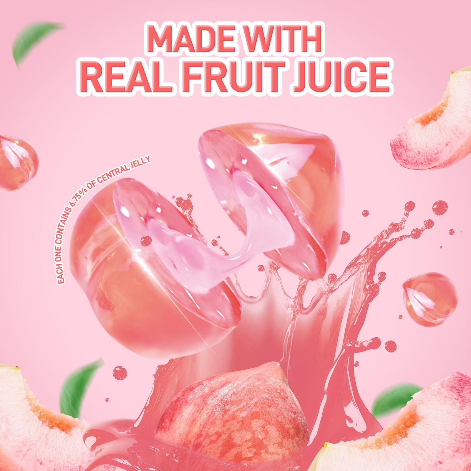 AMOS 4D Fruit Gummy - New Lemon Explosion 240g Bulk Pack Juicy Peach Strawberry Grape Pineapple Lemon Chewy Sweet Candy Fruit Snack Gluten Free Real Juice - Candy