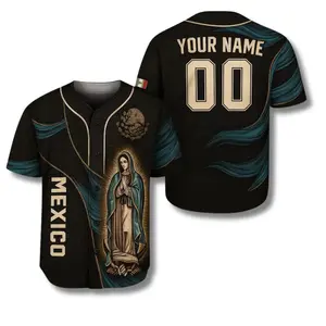 Custom Mexico Baseball Jersey - Virgen de Guadalupe 3D Shirt - Personalized Mexican Flag Gift