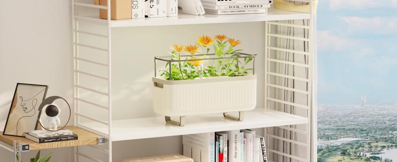 Vego Garden Herb Indoor Plant Box Self Watering Planters Pots with Trellis for Kitchen Window Sill or Countertop Plants Cage Modern & Breathable Design Vego Garden Herb Indoor Plant Box Self Watering Planters Pots with Trellis for Kitchen Window Sill or Countertop Plants Cage Modern & Breathable Design