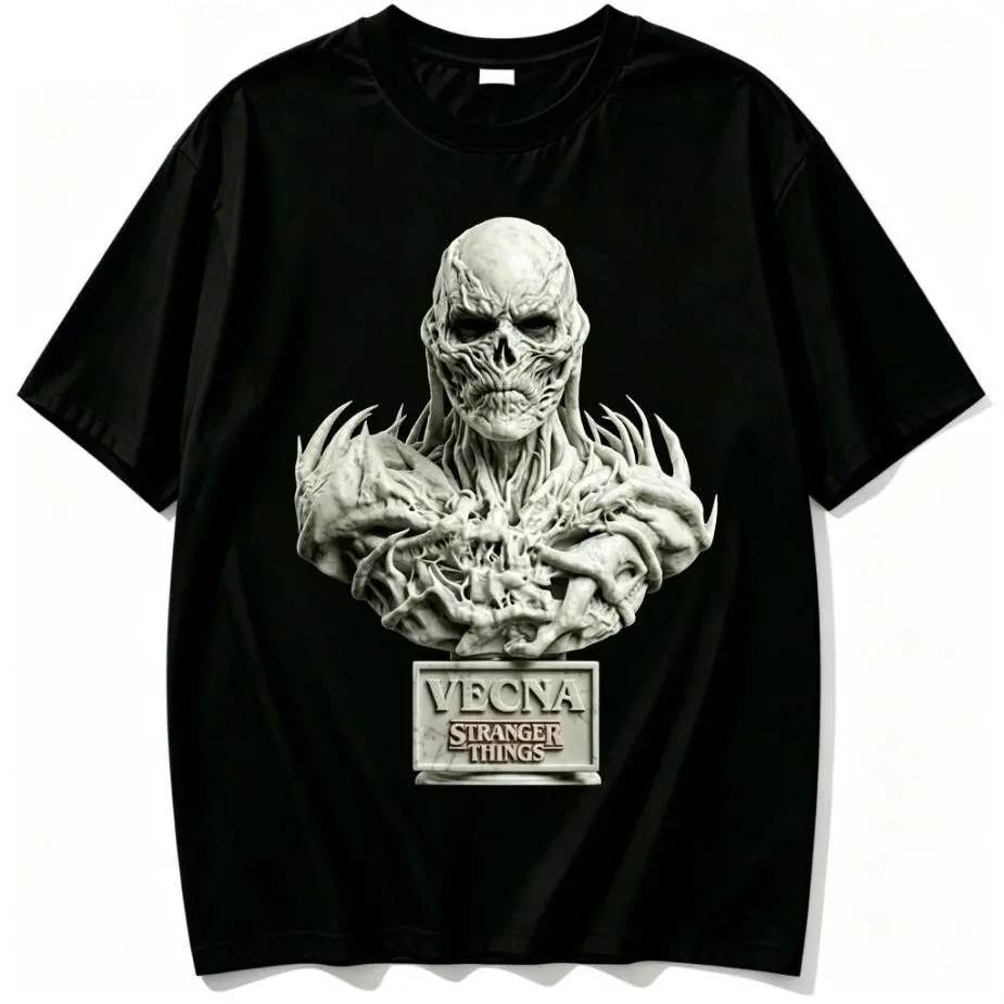 Women's Casual Graphic T-Shirt, Stranger Things Vecna Horror Aesthetics Print, Short Sleeve Cotton Blend Tee for Everyday