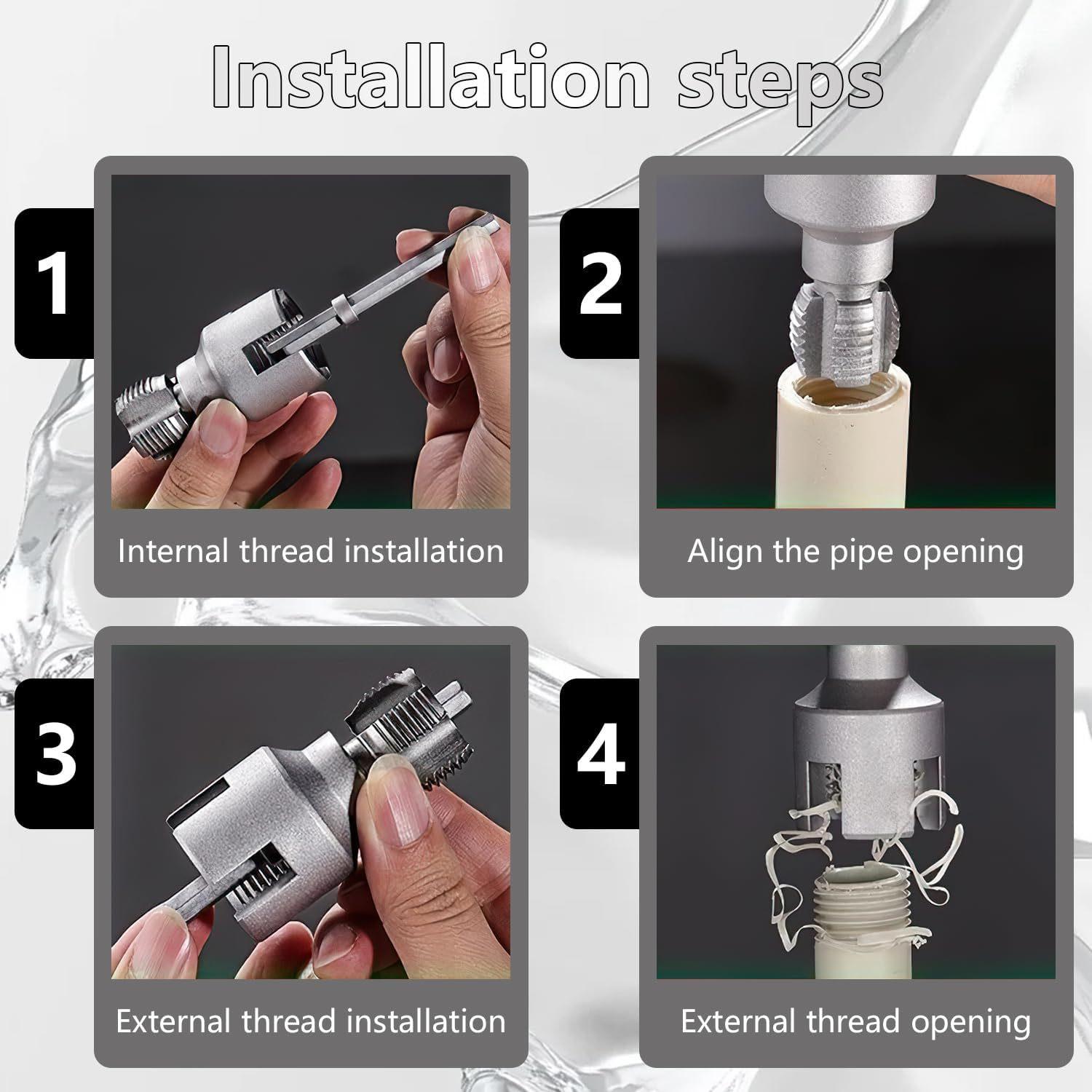 1/2'' 3/4'' PVC Pipe Thread Cutting Tool Integrated Internal & External Pipe Threading Tool Upgrade Pipe Thread Cutting Tool for Plumbing DIY Repairs, Pipe Cutter -YY