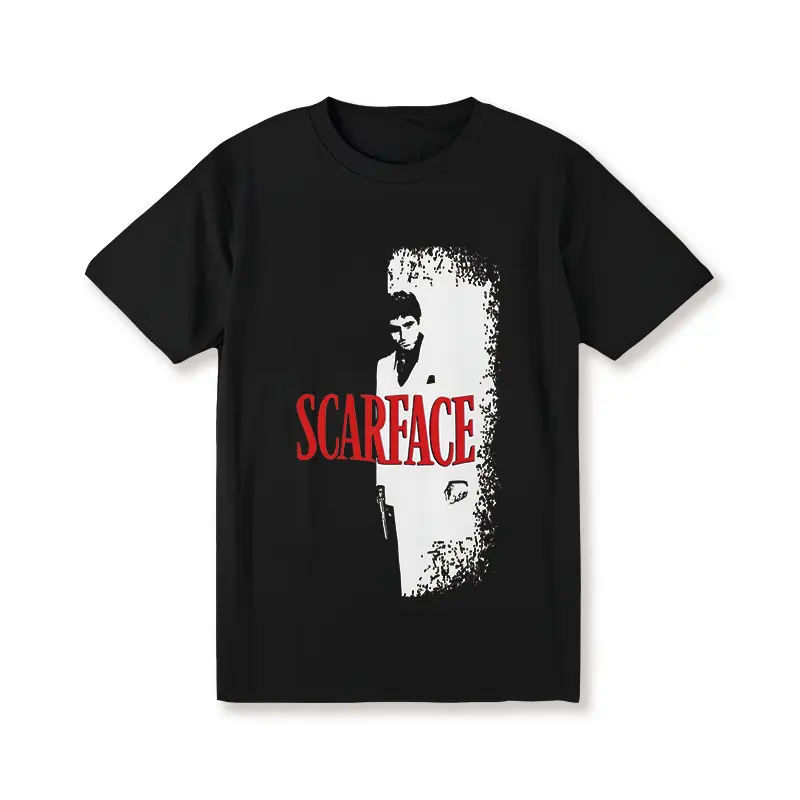 Men's Classic Scarface Cotton T-Shirt - Unisex Shortsleeve Round Neck Street Look Top, Soft All Seasons Figure Print Casual Athletic Tee Inspired by Scarface Movie Poster, Men's Graphic Tees, Scarface Print