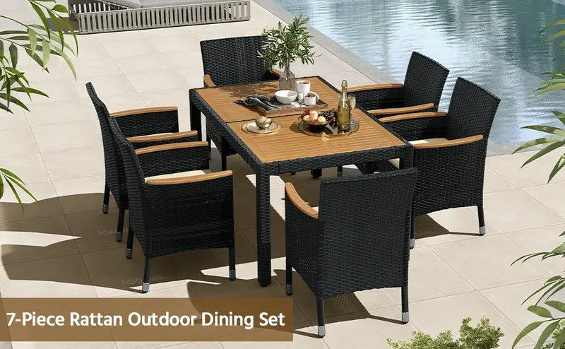 【3 Packages Delivery】Yaheetech 5/7/9-Piece Patio Furniture Set, Outdoor Dining Table with 6 Chairs, Rattan Conversation Set with Soft Cushions for Backyard Deck Garden, 【3 Packages Delivery】Yaheetech 5/7/9-Piece Patio Furniture Set, Outdoor Dining Table with 6 Chairs, Rattan Conversation Set with Soft Cushions for Backyard Deck Garden,