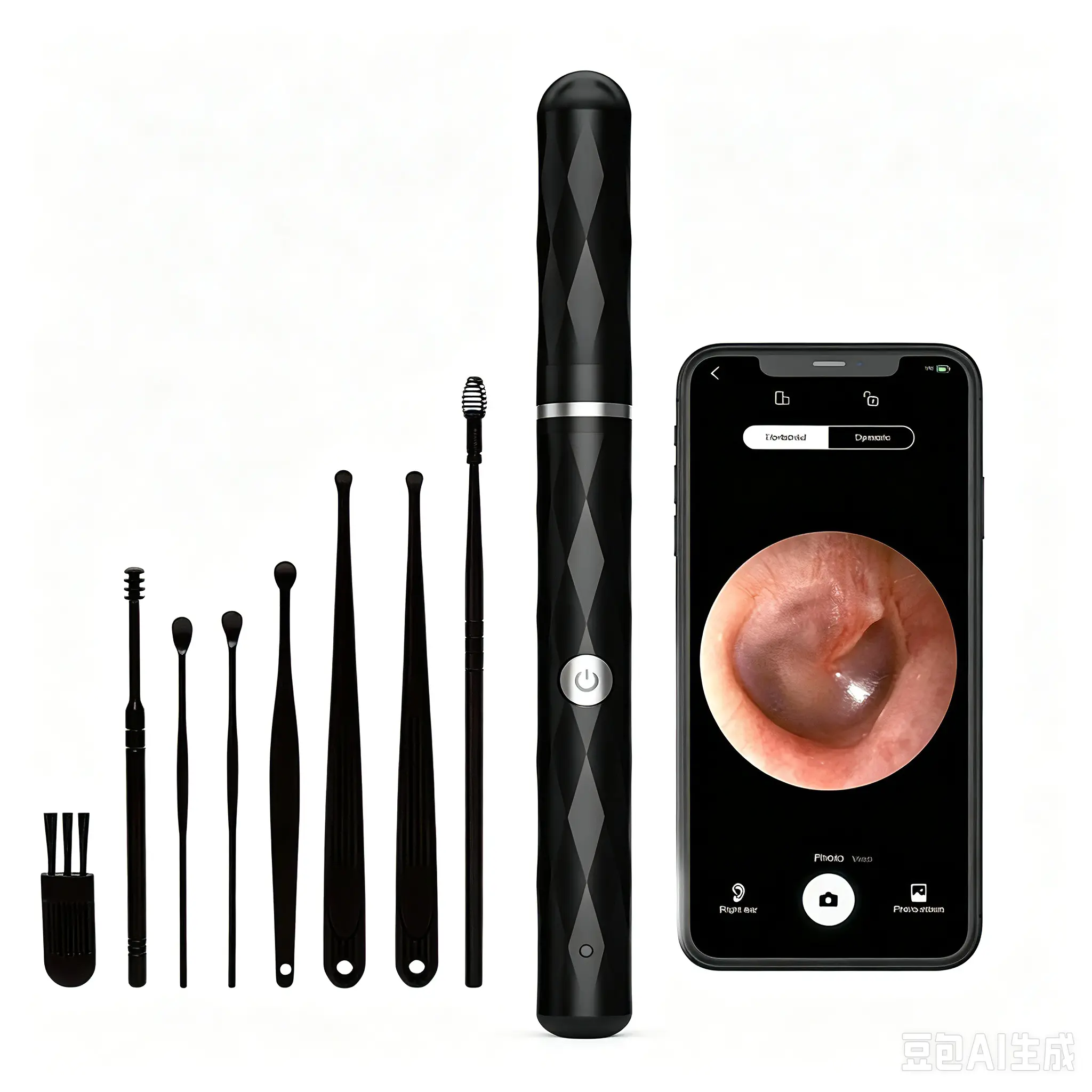 [FONENYCA] HD Visual Ear Wax Removal Tool Kit, Ear Cleaner With LED Light Camera, 6 Ear Spoons, Compatible With iOS & Android, Black, Practical Holiday Gift Gadget [tiktokshopbacktoschool]