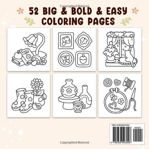 Cozy & Cute: Coloring Book for Adults and Teens, Bold and Easy Designs for Relaxation with Hygge Inspirations