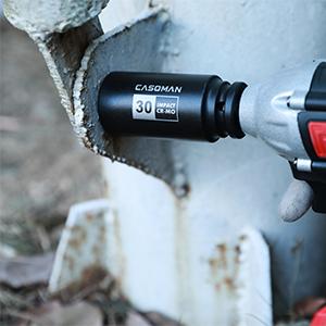 CASOMAN 8PCS 1/2" Deep Axle Nut Impact Socket Set CR-MO 12 Point Metric 29-39mm Professional Tools with Storage Case for Tough Jobs CASOMAN 8PCS 1/2" Deep Axle Nut Impact Socket Set CR-MO 12 Point Metric 29-39mm Professional Tools with Storage Case for Tough Jobs