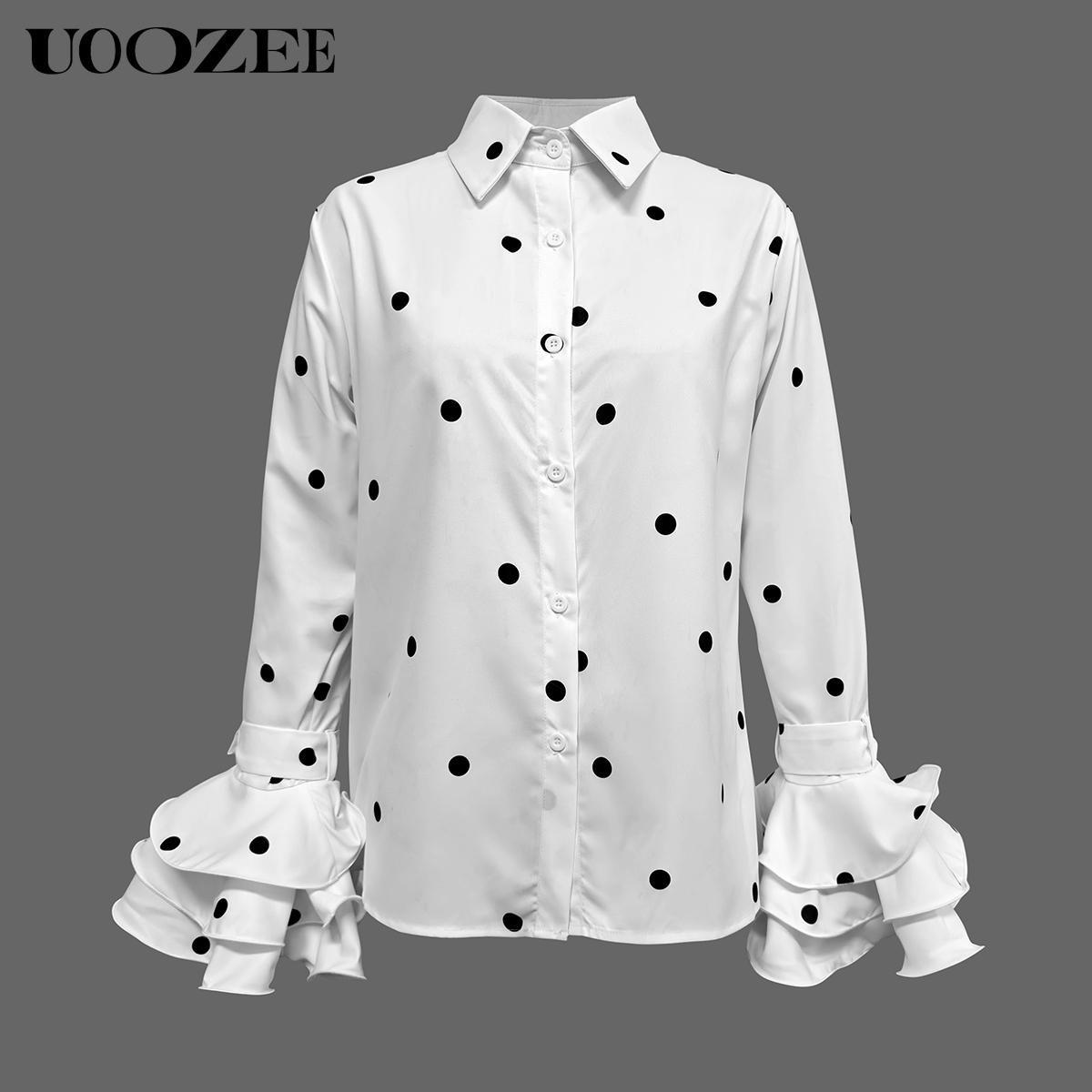 Flared Sleeves Bow-Embellished Falbala Solid Color Lapel Blouses&Shirts Tops Womenswear Casual Elegant Basic Outfit