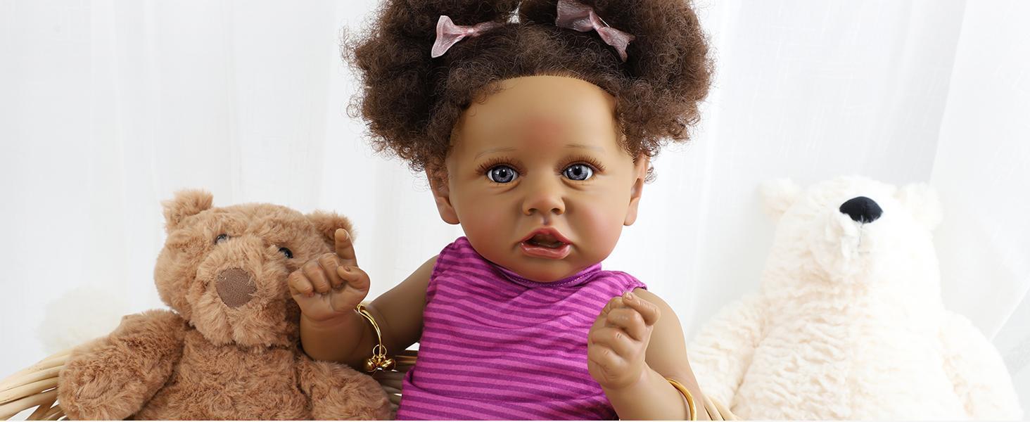 *Realistic Reborn Baby Doll Black - 22 inch African Americans Lifelike Newborn Bebe Doll Girl Caramel Skin Real Life Like Baby Dolls with Birth Certificate & Feeding Kit Gifts for Kids Age 3+ Assorted *Realistic Reborn Baby Doll Black - 22 inch African Americans Lifelike Newborn Bebe Doll Girl Caramel Skin Real Life Like Baby Dolls with Birth Certificate & Feeding Kit Gifts for Kids Age 3+ Assorted