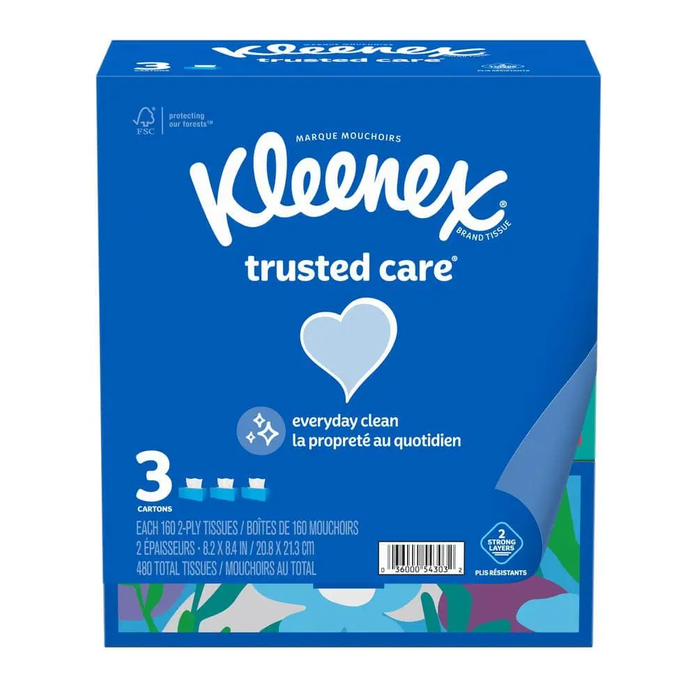 Kleenex Trusted Care 2-Ply Facial Tissue (160-Sheets Per Box)