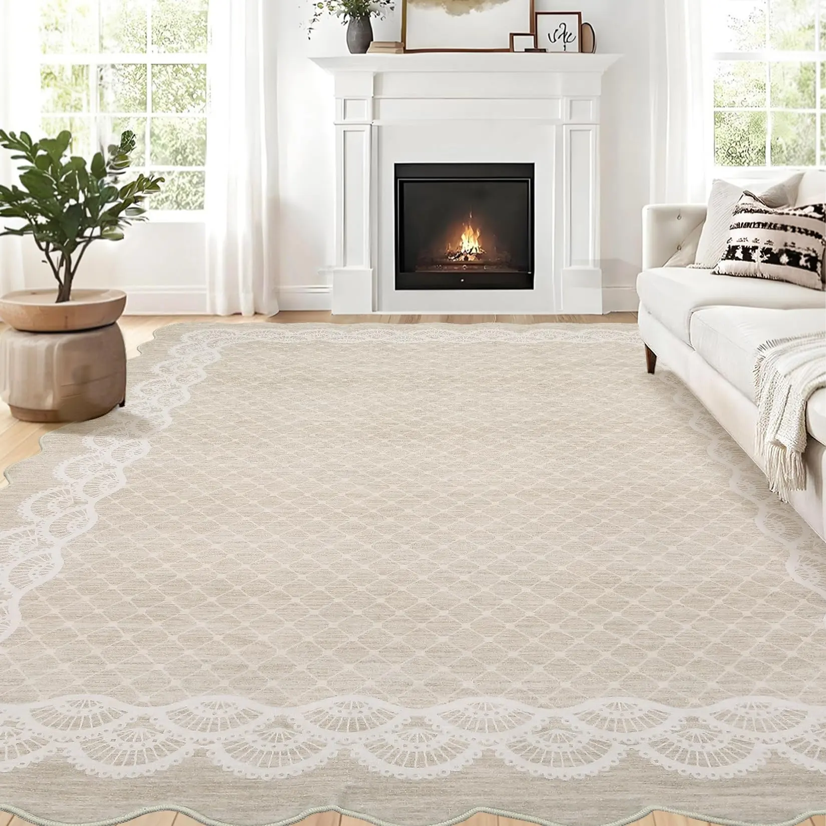 Garvee 9x12 Home Decor Bathroom Area Rug Soft Easy to Clean Beige Mat Throw Rug