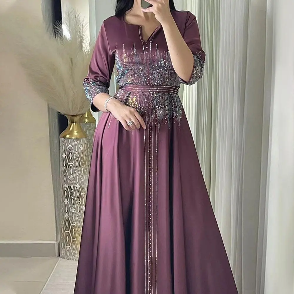 Muslim Outfits Arabian Maxi Dress, Middle East Ramadan Moroccan Forged Face Luxury Diamond Evening Robe, Dubai Fashion Sportswear Set
