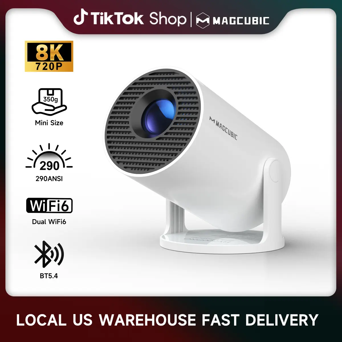 [US warehouse] Magcubic HY300Pro Projector 290ANSI Android 14 Dual WiFi6 8K 4K Decode Auto Keystone Correction Wireless BT5.4 130"Screen 1280*720P Built-in Speaker AllwinnerH726 Mini Portable Outdoor Gift Projectors for bedroom #TikTokShopBackToSchool
