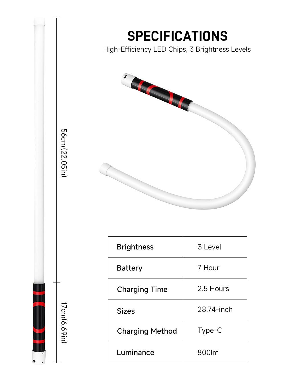 Bendable LED Flashlight Stick - 28" Flexible Design, 7-Hour Long Battery Life, High Lumens for Off-Road, Garage Mechanics, and Hard-to-Reach Areas Like Engine Bays tiktokshopspringglowup