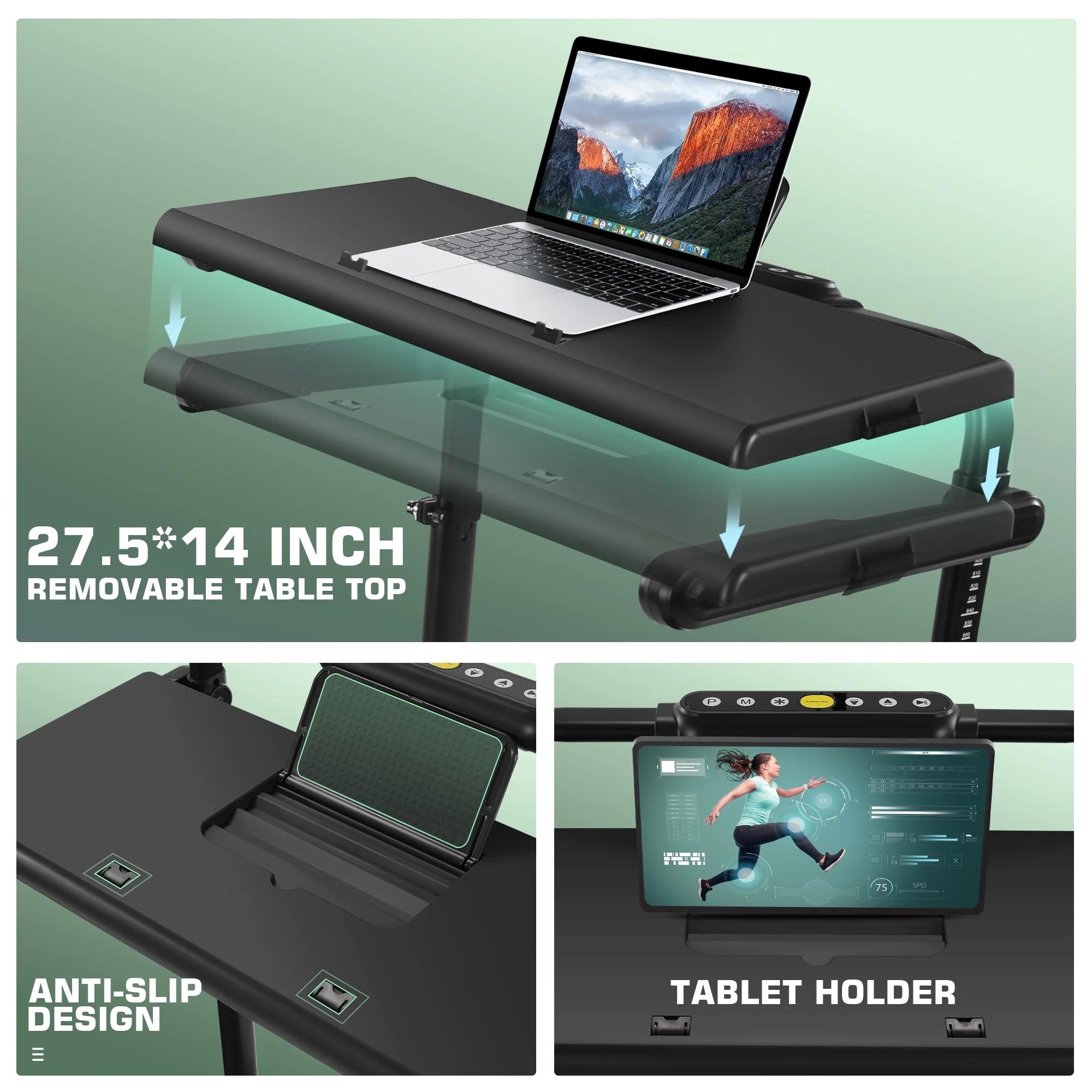 【Spring Glow Up】ANCHEER Treadmill with Desk Workstation & Adjustable Height, 8 in 1 Folding Treadmill with 8% Incline, 2.5HP Walking Pad for Home, 300lbs Weight Capacity/Ultra-Quiet/3 Type Control/Installation-Free