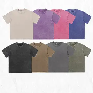 Heavyweight 230G Men's Pickled T-Shirt - 100% Cotton Vintage Style T-Shirt - Premium Extra Large Street Top for Spring/Summer Clothing