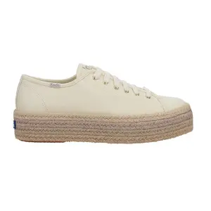 Keds Womens Triple Up Canvas Ombre Jute Foxing Lace Up Sneakers Shoes Casual - Off White