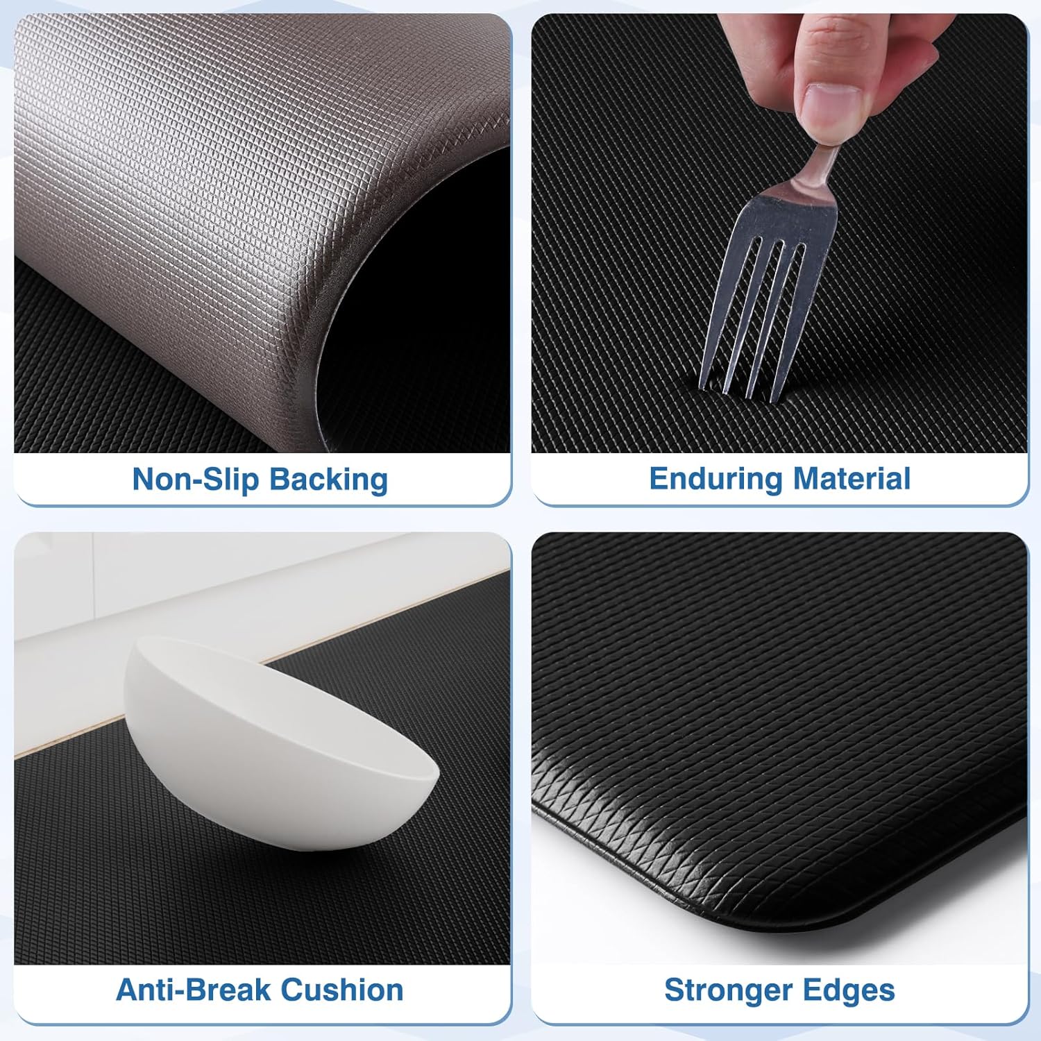 Kitchen Mats, 2PCS Kitchen Rugs, Cushioned Anti Fatigue Kitchen Mats for Floor, Non-Slip Standing Desk Mat, Waterproof Kitchen Rug Set for Kitchen, Floor, Office,