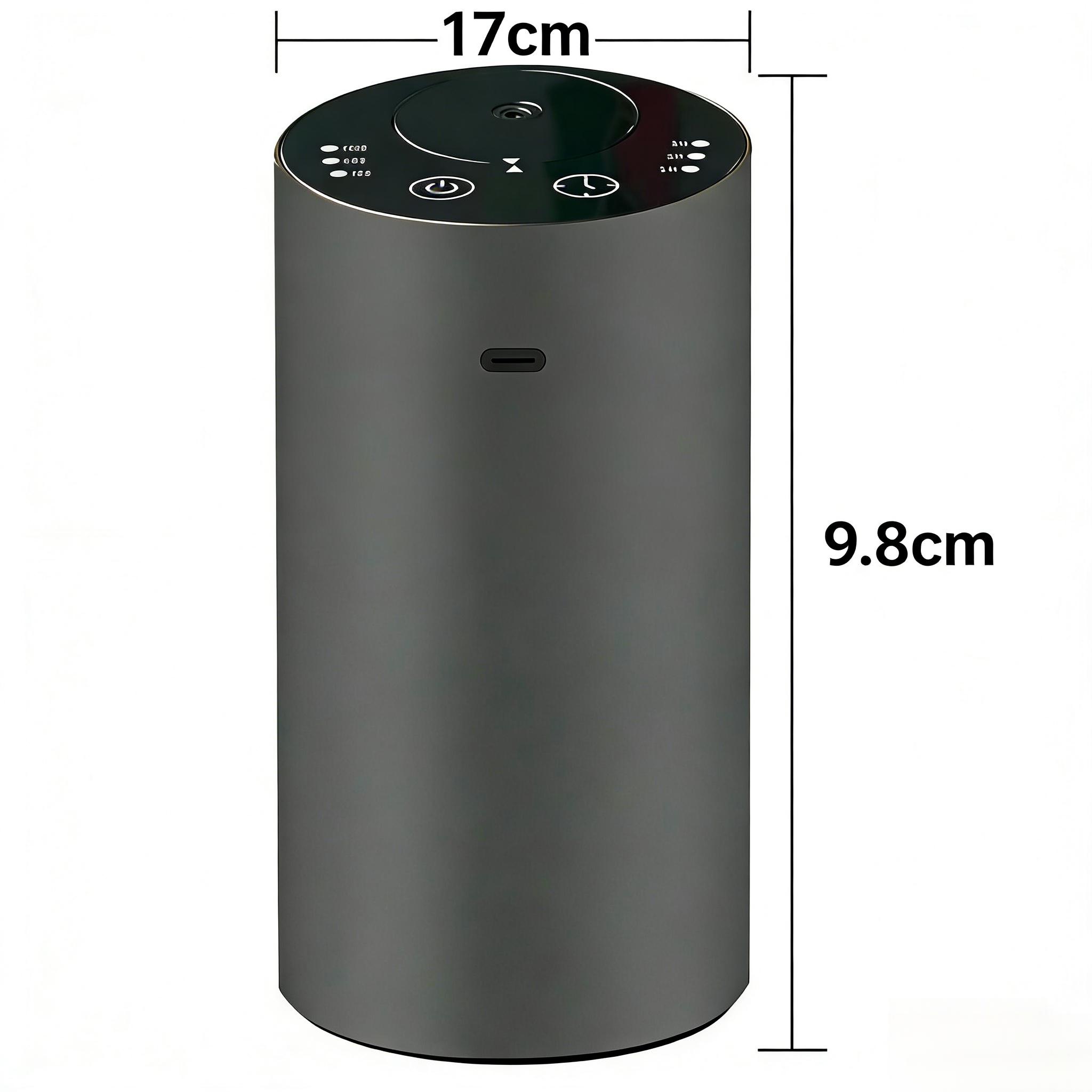 Waterless Essential Oil Diffuser with  Adjustable Mist Cordless Aromatherapy for Car, Portable Air Freshener with Premium Aluminum Alloy & Type-C Charging (Black)