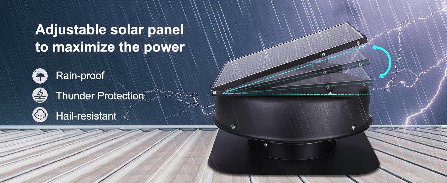 VEVOR Solar Attic Fan, TikTokShopBlackFriday, 40 W, 1230 CFM Large Air Flow Solar Roof Vent Fan, Low Noise and Weatherproof with 110V Smart Adapter, Ideal for Home, Greenhouse, Garage, Shop, RV, FCC Listed