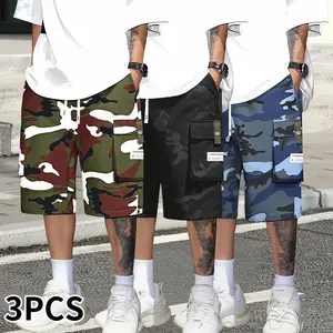 Men’s Casual Cargo Pants 3-Piece Set - Loose mid-rise fit, multiple practical pockets, durable non-stretch fabric, suitable for outdoor hiking and urban streetwear