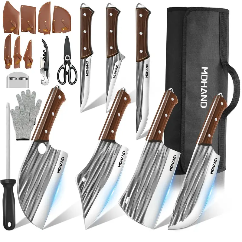 Style B striped-pattern kitchen knife set with accessories