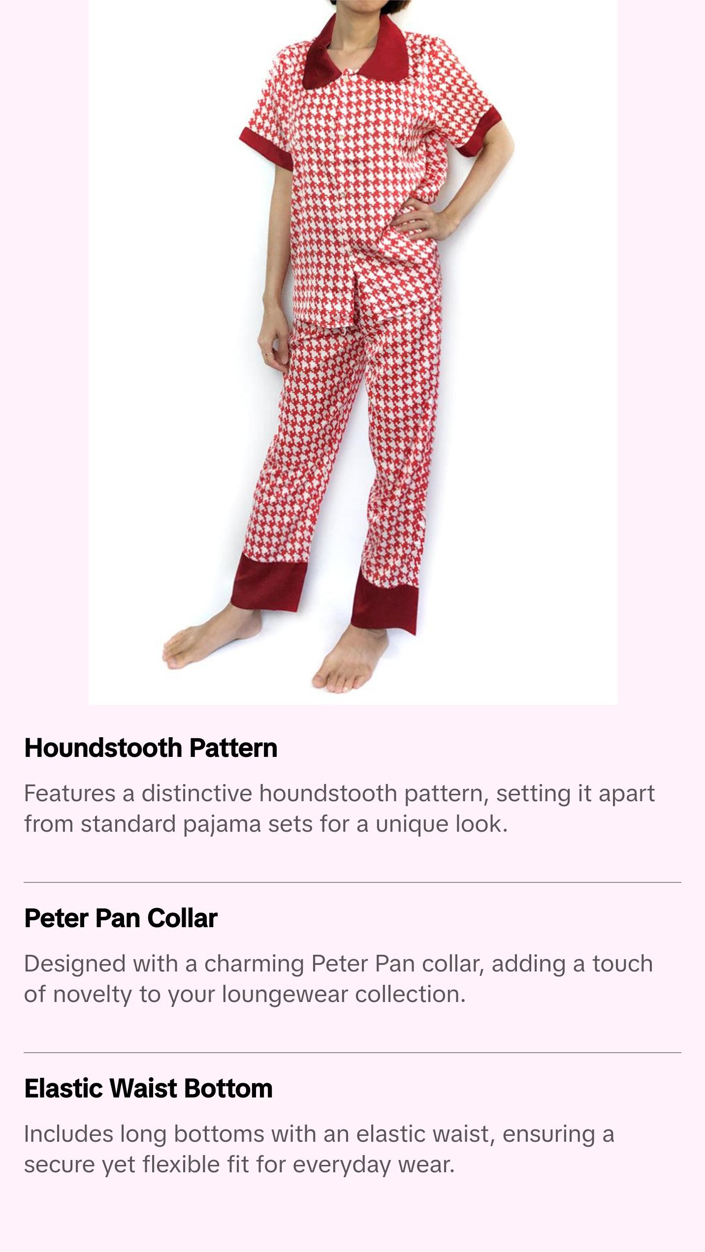 Red Houndstooth Peter Pan Collar Pajama Set