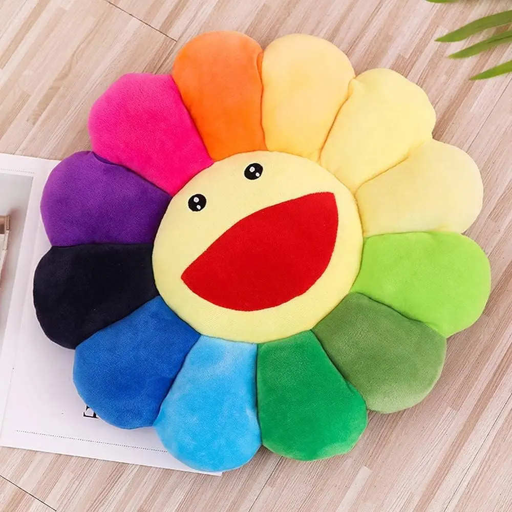 Smiling Face Pillow Rainbow Plush Pillow Soft Comfortable Flower Floor Cushion for Home Reading Bed Room Decoration Tapestry Living Room Modern for Girls Value Pack Christmas Gift Christmas Decorations