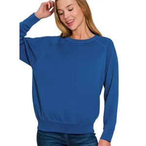 SCUBA ACTIVEWEAR COLLECTION ROUND NECK SOFT SWEATSHIRT | HEATHER GRAY OR BRIGHT NAVY | Charlotte's Classy Closet