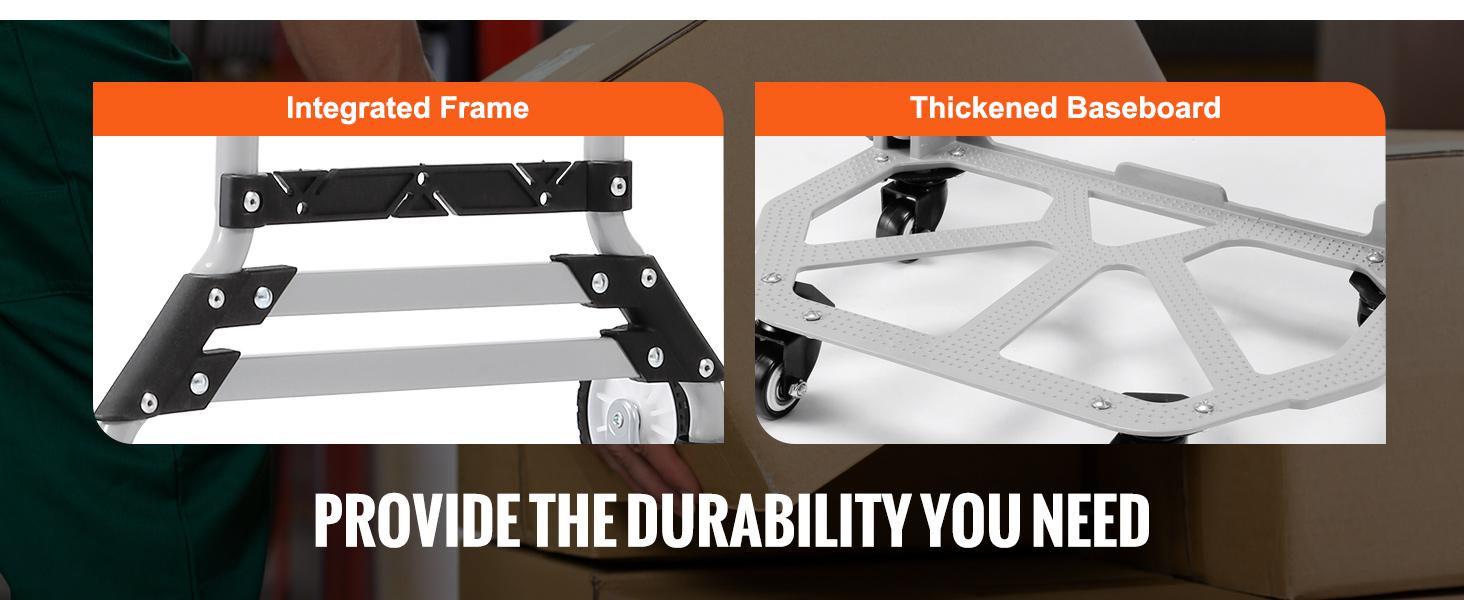 VEVOR Stair Climbing Cart, TikTokShopBlackFriday, Max. 550 lbs Load Capacity, Foldable Hand Truck with 32.3-45.7 inch Adjustable Handle Height, 4 Universal Wheels & 2 Elastic Ropes, Multipurpose Dolly for Warehouse Shopping