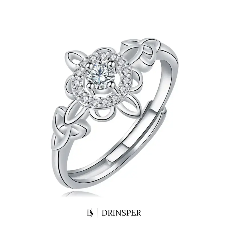 DRINSPER Witch's Knot Cubic Zirconia Ring - Hecate Celtic Knot Vintage Gothic Witchcraft Ring, Trendy Women's Jewelry, Accessories for Women Gift, Gothic Ring