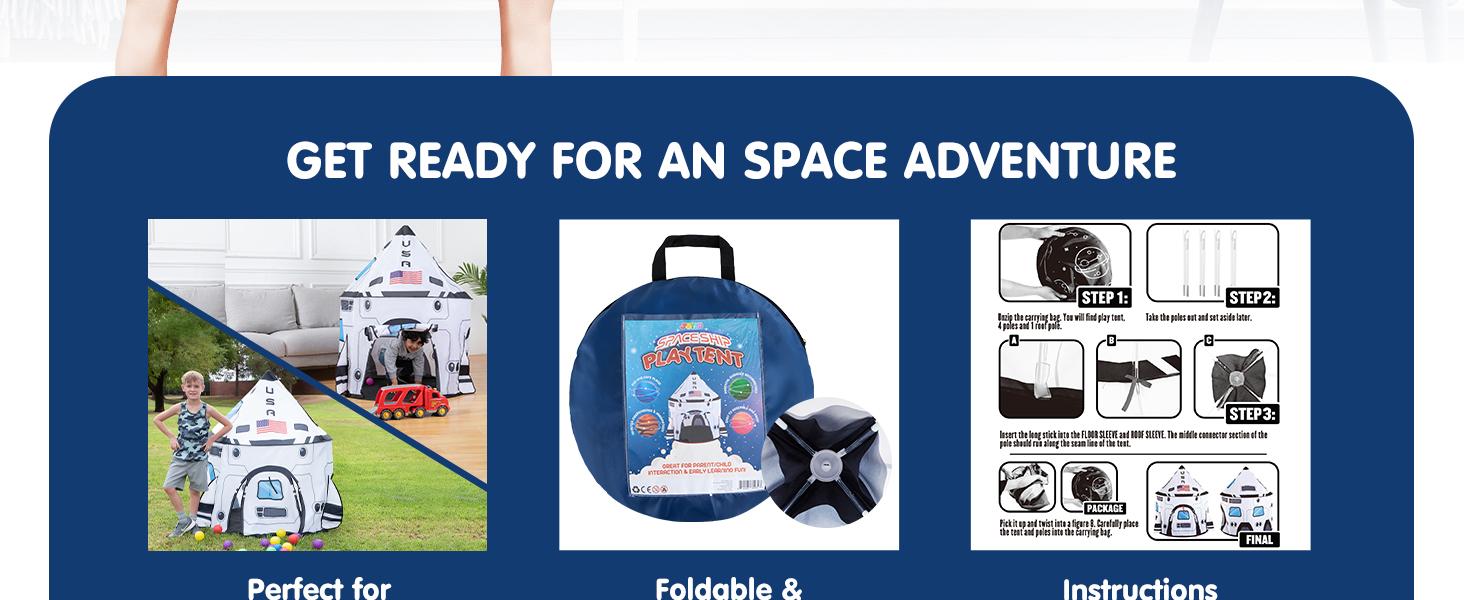 2025 Toys for Kids Rocket Ship Play Tent Pop up Play Tent Indoor Outdoor Spaceship Playhouse Tent Set Kids Outdoor Play  easter gifts for kids