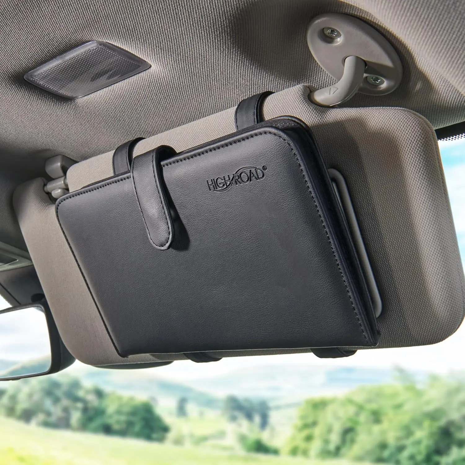 Car Document Holder - Registration and Insurance Card Holder and Car Visor Organizer with 6 Clear Pockets and Pen Loop for Driving Documents, Cards and Paperwork