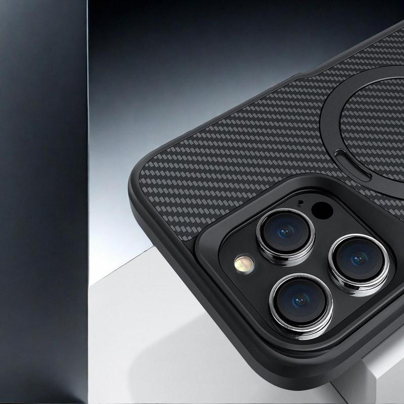 Magnetic Invisible Ring Stand Case for iPhone 17 Pro Max/16 Plus/15/14/13/12 Pro - Hard  Back Panel with Strong Grip Viewing, Shockproof Protective Cover-HN-PG01