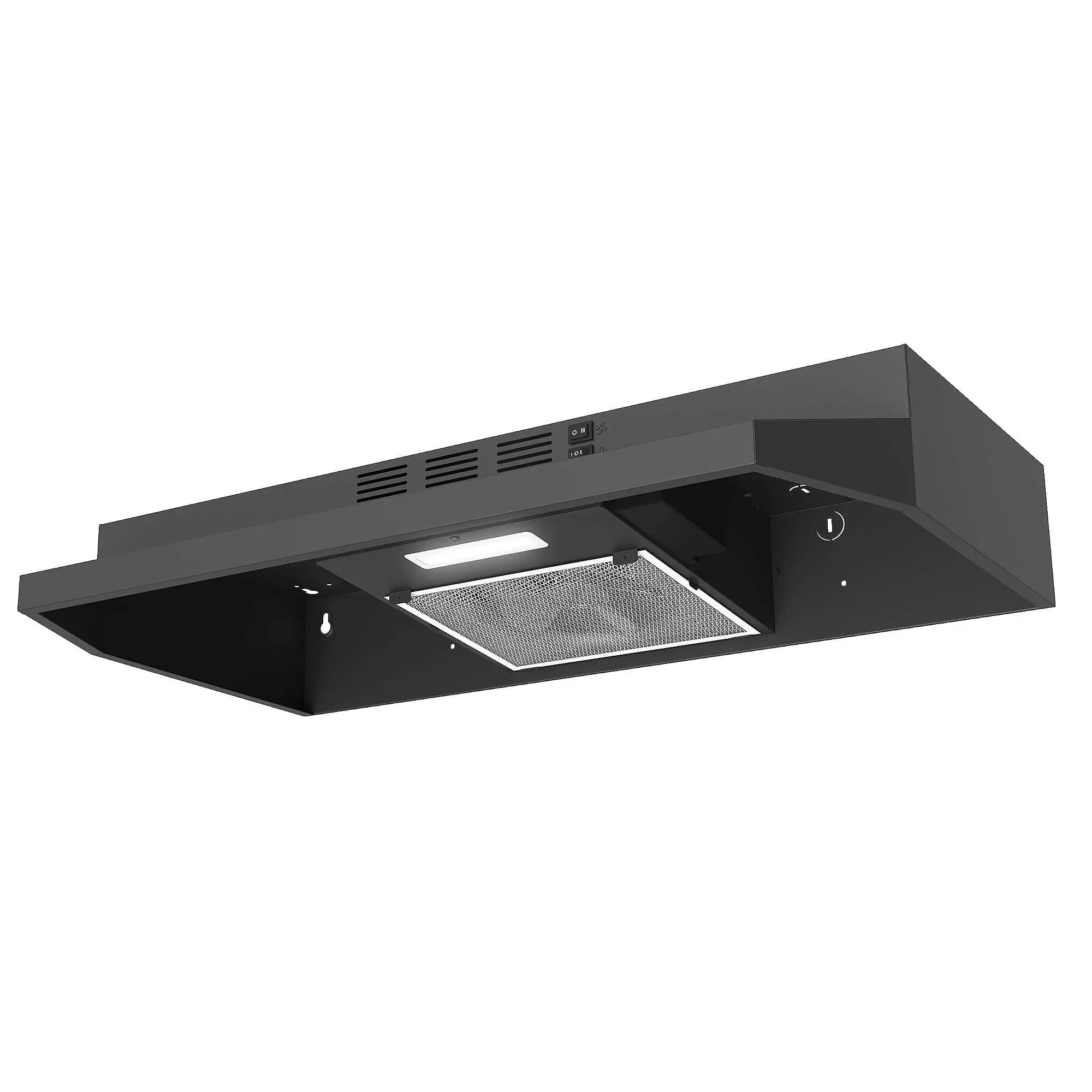 SNDOAS 30 inches Efficiency Ducted/Ductless Convertible Under Cabinet Range Hood, 230CFM Black Kitchen Stainless Steel Hood Vents with 2 Speed Exhaust Fan, vent hood Durable Led Grease Filter Odor Control Energy Saving tiktokshopbacktoschool