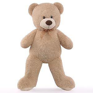 SNOWOLF 43” 47“ 51” 55" XXL Teddy Bear Giant Plush Bears Cute Stuffed Animal Plush Toys Large Bear Cuddly Doll Gift for Kids Boys Girls Birthday Christmas Valentine's Day in Gift Box Package Springtok