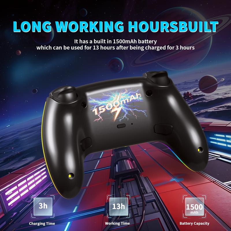 Wireless RGB PS-5 Hall Controller for PS5 & PC with Hall Effect Sticks No Drift Programmable Back Buttons Turbo 6 Axis Gyro Dual Vibration & Touchpad