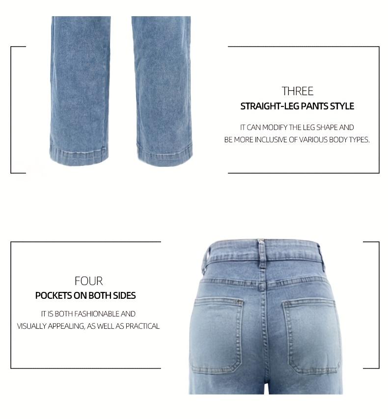 2026 New Style Women'S Leisure Straight-leg Jeans With Laces And Multiple Pockets.Casual Fashion Denim Fabric Sweatpants Jeans Fit Womenswear