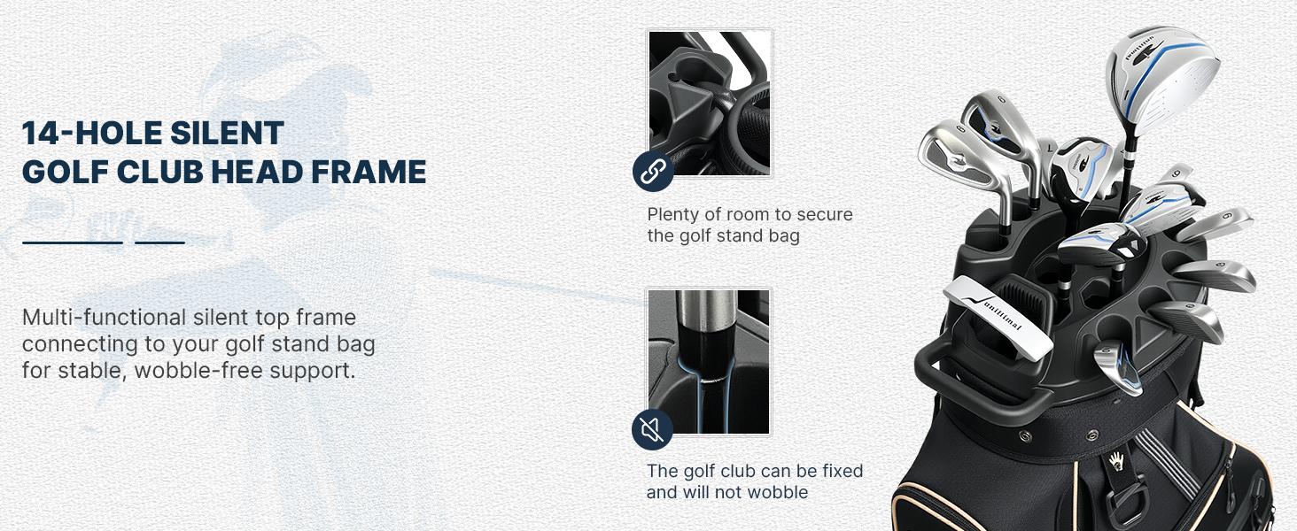 uniHimal 003 T-Lock Silent Golf Cart Bag with 14 Way Organizer Divider Top, Oversized Grips Well, Premium Soundless Cart Bag with Handles and Rain Cover