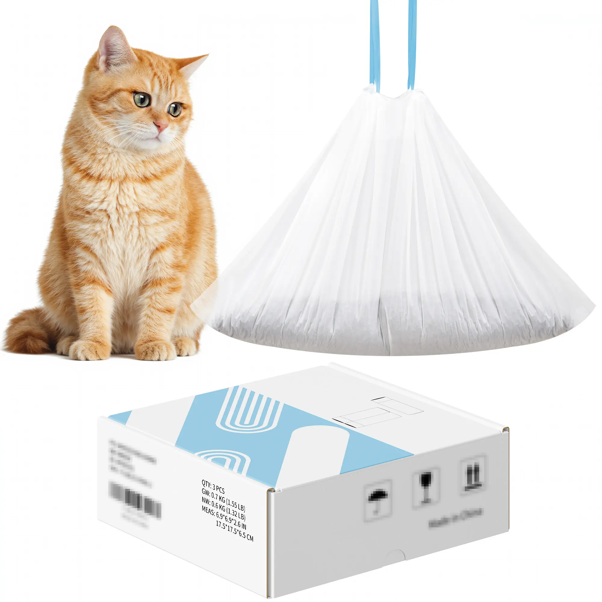 Warcat 3 Rolls Cat Litter Box Liners Drawstring Receptacles Bags 45 Count Heavy Duty Leak Proof Compatible Garbage Bags Thickened Waste Bags for Automatic Cat Litter Box #tiktokshopbacktoschool #sohochic