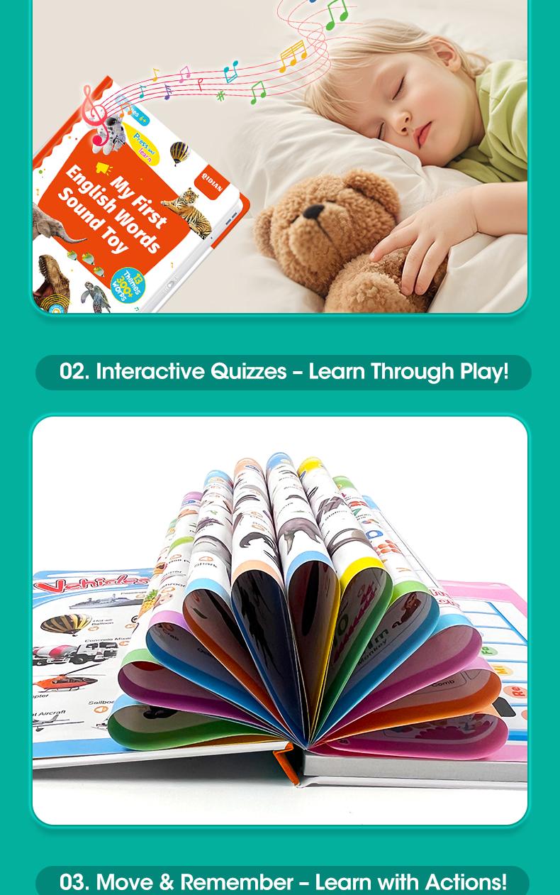 My First English Words Sound Book,2025 Upgraded 1–6 Years,300+ Words,13 Learning Themes.Talking Book Interactive Educational Toy Montessori Learning for Toddlers Preschool Kids.