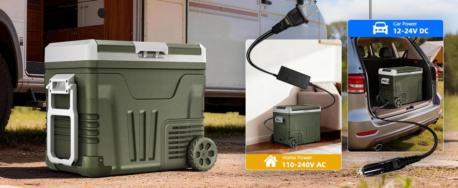 Antarctic Star 12V Portable Refrigerator 50L, 12/24V DC & 100-240V AC, Compressor Fridge Freezer for Car Camping Travel Boat, APP Control, -4°F to 68°F, Electronic Touch Screen，Green tiktokshopspringglowup