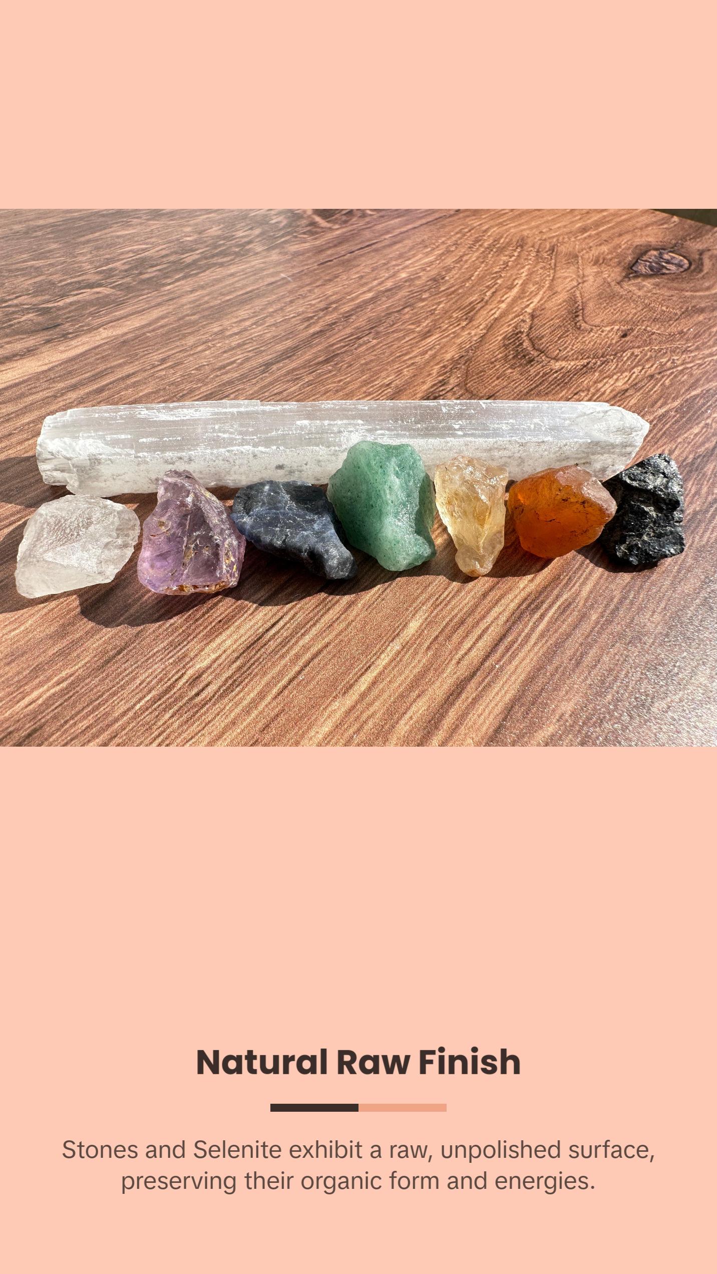 7 Chakra Crystal Set with Selenite Wand for Meditation and Healing 7 Chakra Crystal Set with Selenite Wand for Meditation and Healing