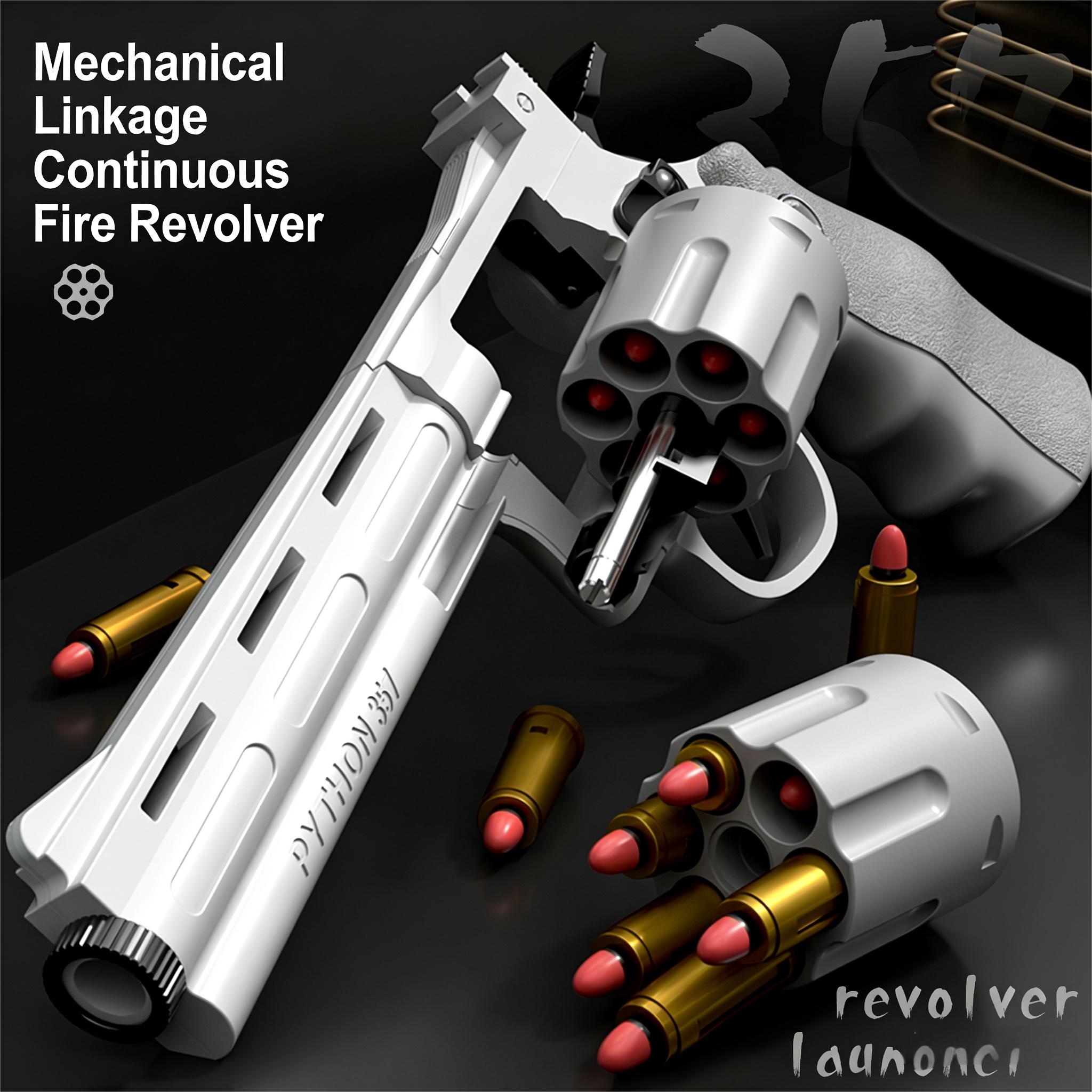 Parent-Child Bonding Toy ZP5 Safe Foam Revolver Blaster for Kids Mechanical Linkage Rapid-Fire Revolver Launcher