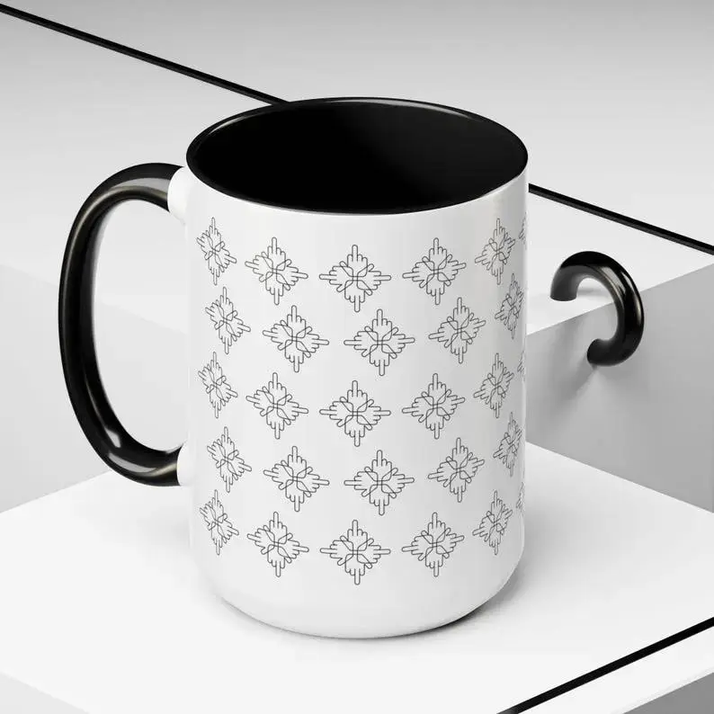 Middle Finger Patterned 11oz/15oz Coffee Mug, Gift for Coffee Lovers, Elegant Mug, Stylish Drinkware for Home, Gifts for Home, Housewarming Gifts - scs14399
