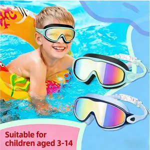 Kids Swim Goggles with Earplugs 2 Pack Anti-Fog HD Large Frame for Ages 3-14 Ideal for Pool Fun and Lessons Beach Day Summer Ready