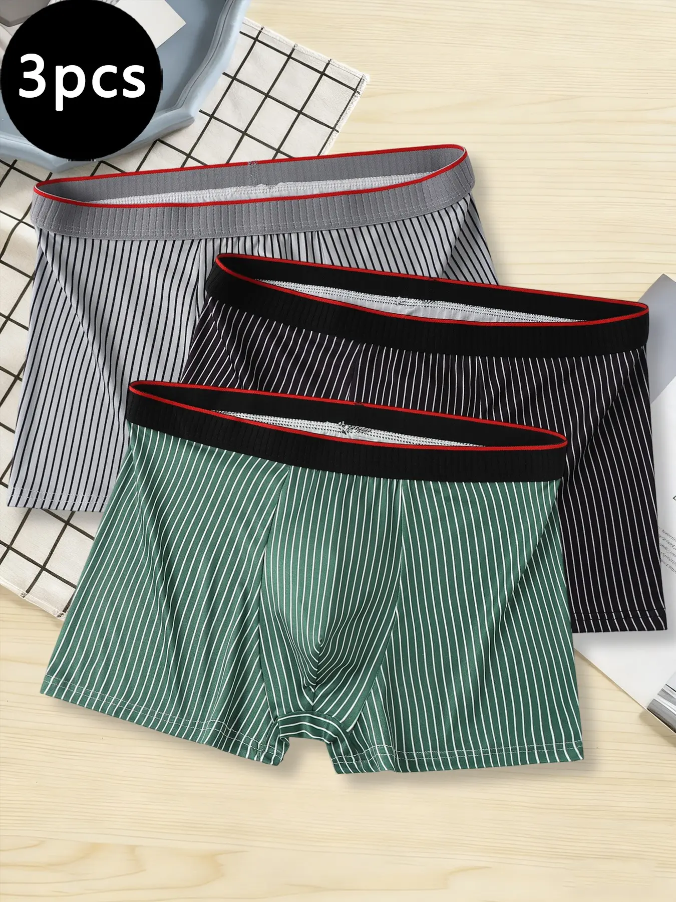 Men's Organic Underwear Set, Boxers Breathable, 3-Pack & 6-Pack, Loose Waist Design, Suitable for S to Xxl, Comfortable Fit