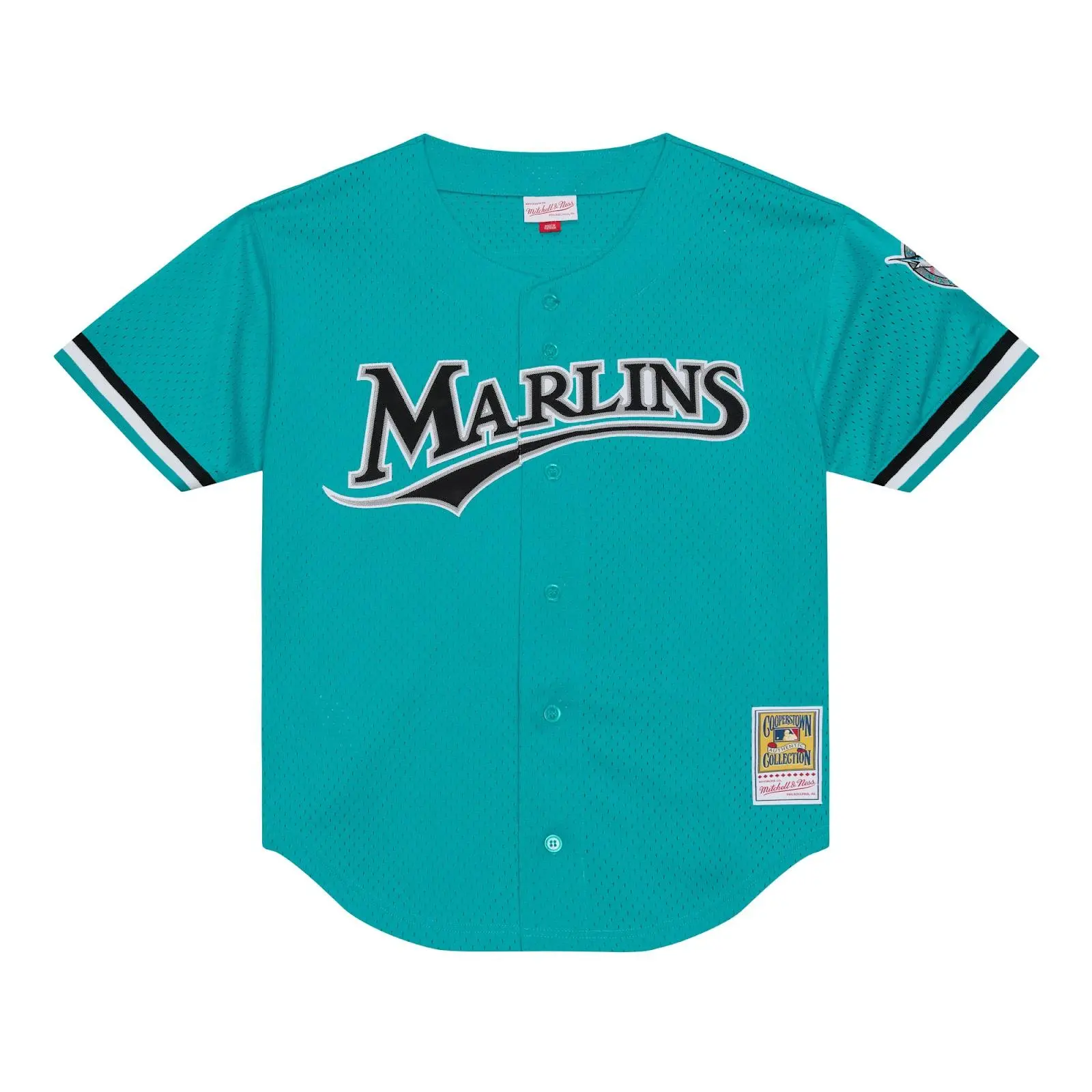 Mitchell & Ness Andre Dawson 1995 Florida Marlins Teal Authentic Baseball Jersey with Marlins Logo - Regular Size Player Batting Practice Jersey