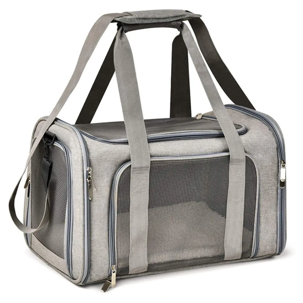 Airline Compatible Soft-Sided Pet Carrier Backpack, Oxford Cloth with Zipper, Top Loading, Breathable Mesh, Adjustable Shoulder Strap, Lightweight for Small Dogs/Cats Up to 8kg, 50×34×34cm/19.7×13.4×13.4in Daily Walks Travel Accessory